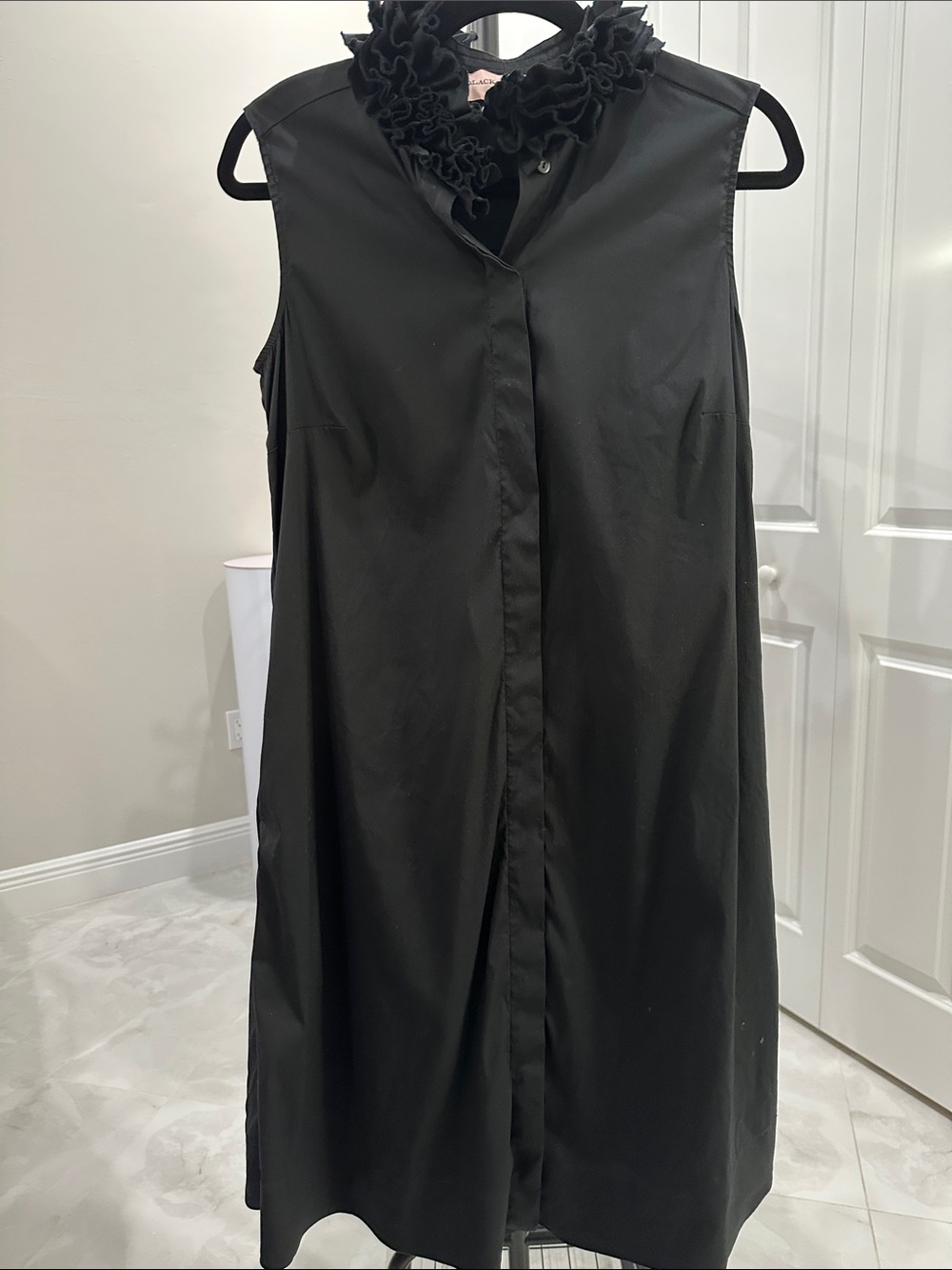 Black Label by Chico’s Sleeveless Black Ruffle-Neck Dress